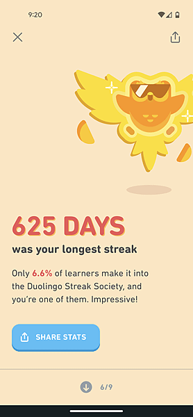 喬治連續650天使用Duolingo (Duolingo的「