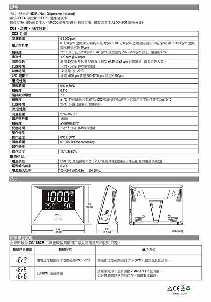 ZG-1683R CO2偵測器說明書