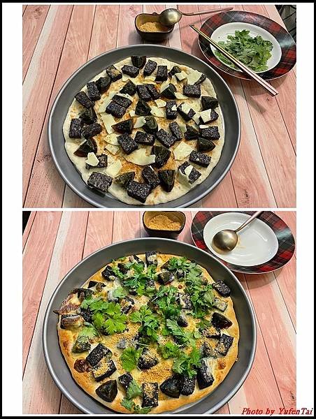 自製豬血糕皮蛋香菜花生粉pizza04.jpg