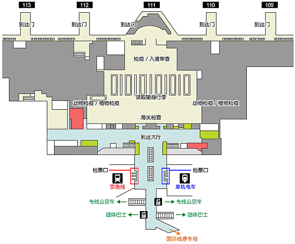 羽田空港國際航廈二樓入境大廳平面圖