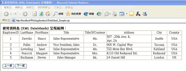 DataIsland 呈現結果