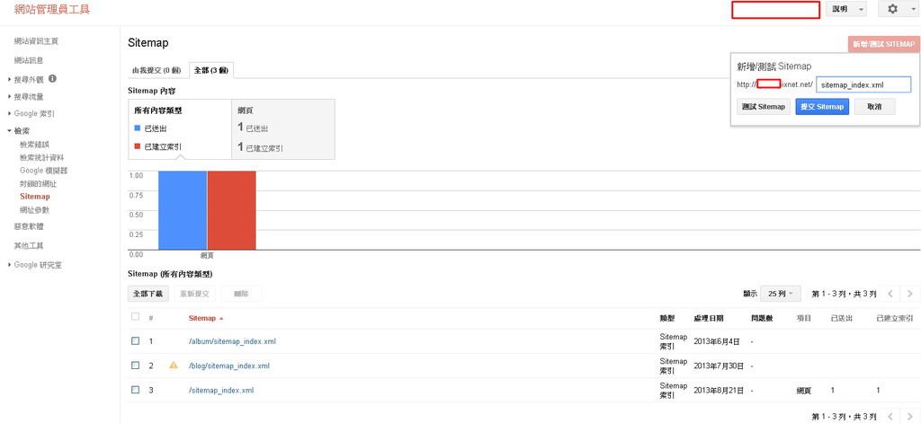 痞客邦(Pixnet)快速設定Google webmaster與提交Sitemap