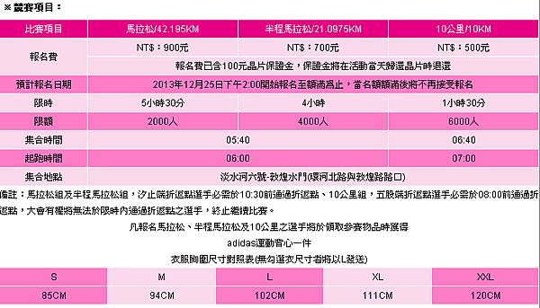 2014台北國道馬拉松 報名資料